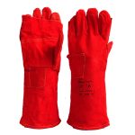 Heat Resistant Gloves | Red Leather Hand Protection - Image 2