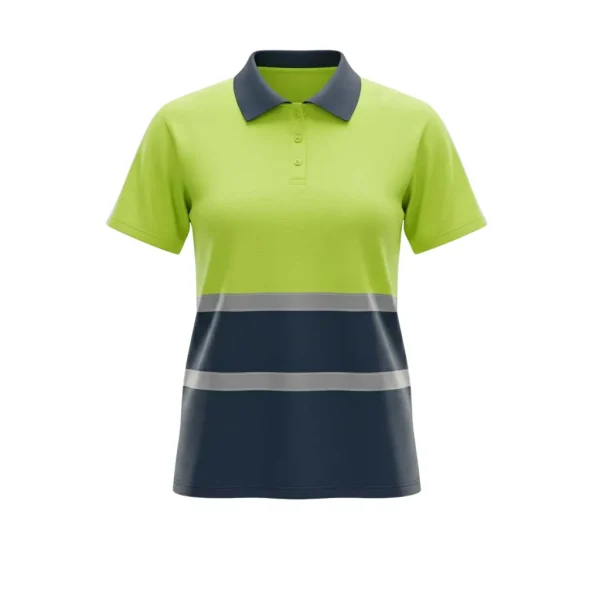 SMNS Hi Viz High Visibilty Polo Shirts Short Sleeve Workwear Security Safety Reflective Tape Shirts Work Utility & Safety Tops Yellow Orange Navy - View #2