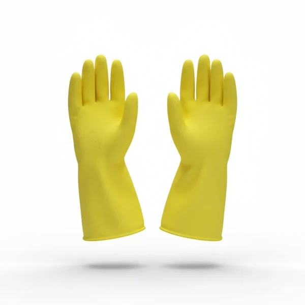 Yellow Household Gloves | Durable Cleaning Rubber Gloves
